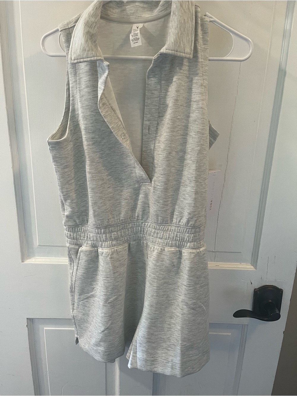 NWT Yogalicious Light Heather Gray Polo Romper